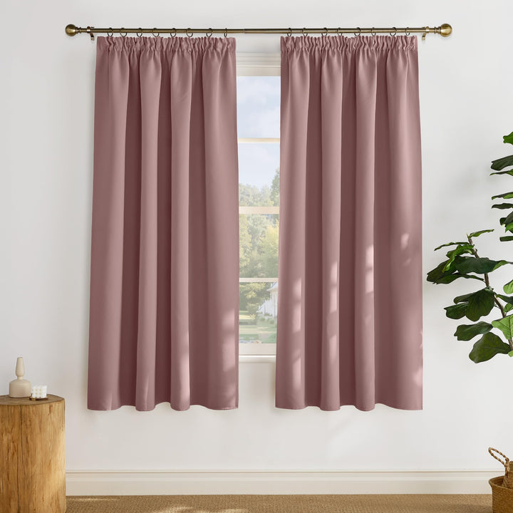 PONY DANCE Übergardinen mit Kräuselband Blickdicht 2er Set Verdunklungsgardine für Schienen H 175 x