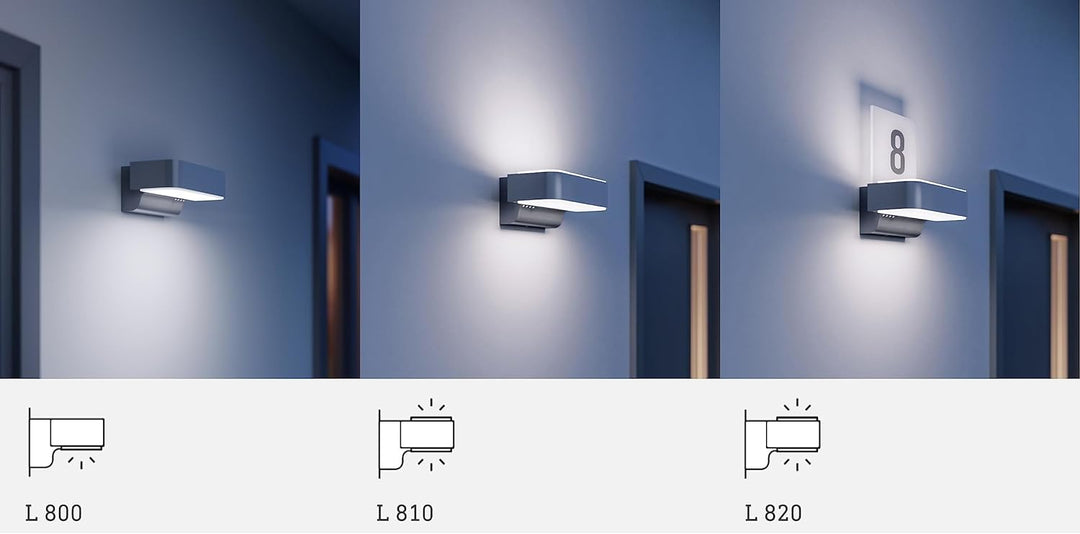 Steinel Aussenleuchte L 820 SC Silber, Hausnummer beleuchtet, smarte LED Hausnummernleuchte, Bewegun