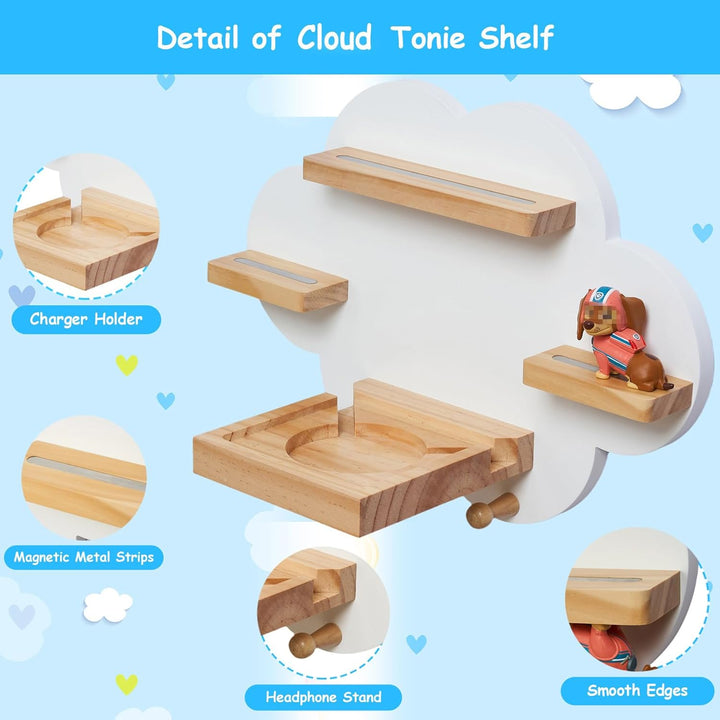 Cloud Tonies Regal,für TonieBox 2/1 Toniebox Regal für 12-15 Tonie Figuren Zeichen Tonie Regals Wolk