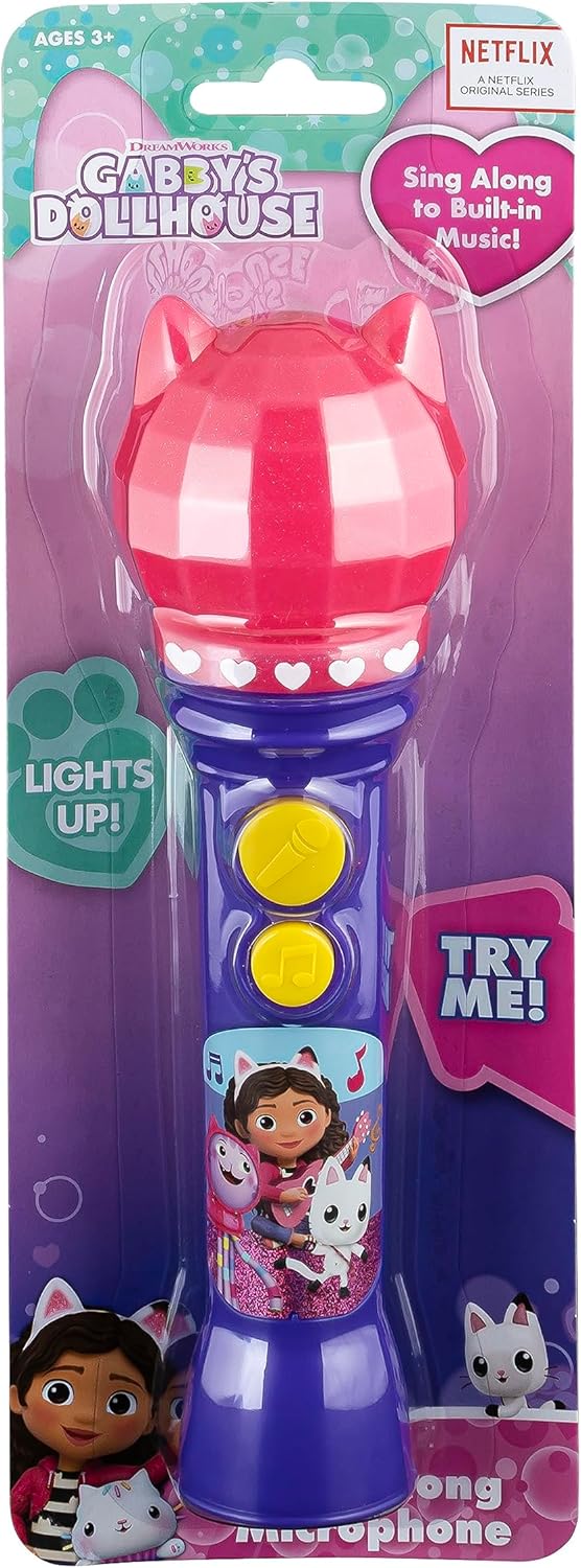 ekids KIDdesigns Gabby's Dollhouse Sing Along Microphone for Kids | Real Working Microphone| Built i