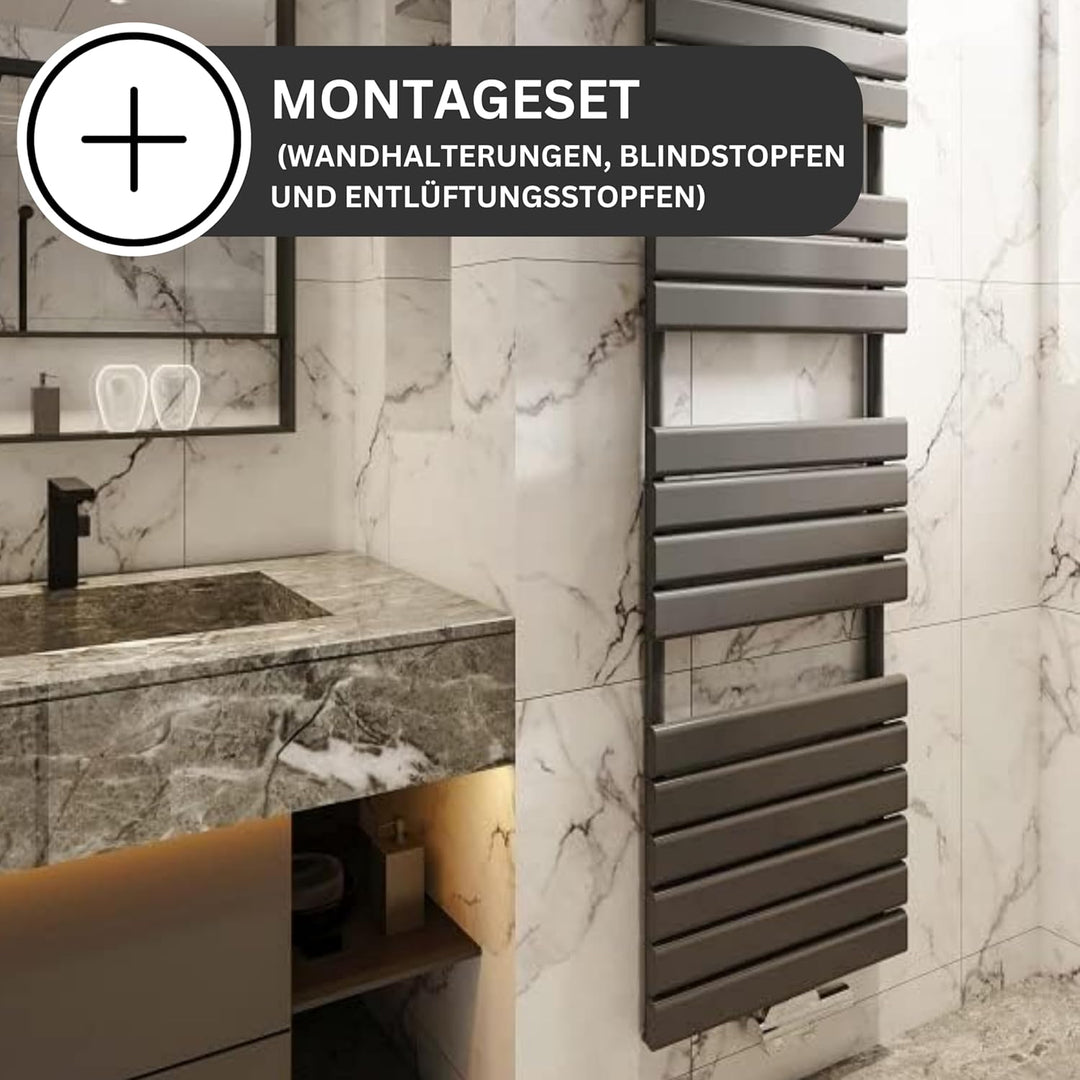MC Heat ® Premium Badheizkörper 400x1600 mm - Handtuchwärmer in Anthrazit - Paneelheizkörper für Mit