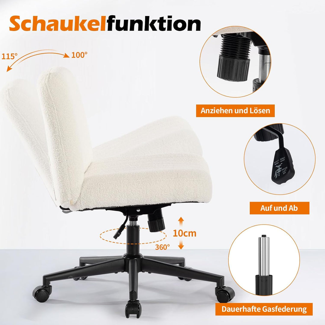 Bosmiller Bürostuhl Ohne Armlehnen Höhenverstellbar Schreibtischstuhl mit Rollen Armless Office Chai