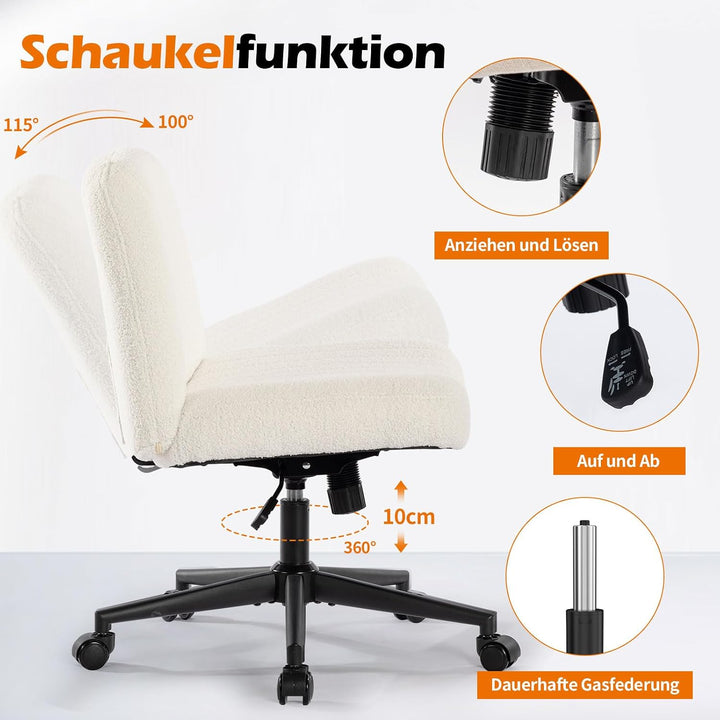 Bosmiller Bürostuhl Ohne Armlehnen Höhenverstellbar Schreibtischstuhl mit Rollen Armless Office Chai