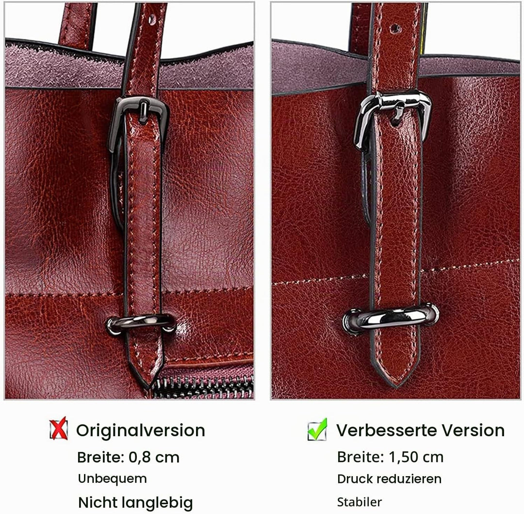 S-ZONE Damen Echtleder Tasche Shopper Gross Tote Handtasche Henkeltasche (C-wine Rot) Weinrot, Weinr