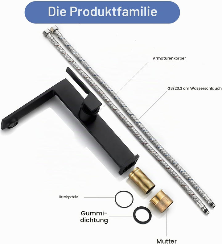 Wasserhahn Bad Schwarz Hoch Waschtischarmatur Armatur Badezimmer Mischbatterie Waschbecken Armaturen