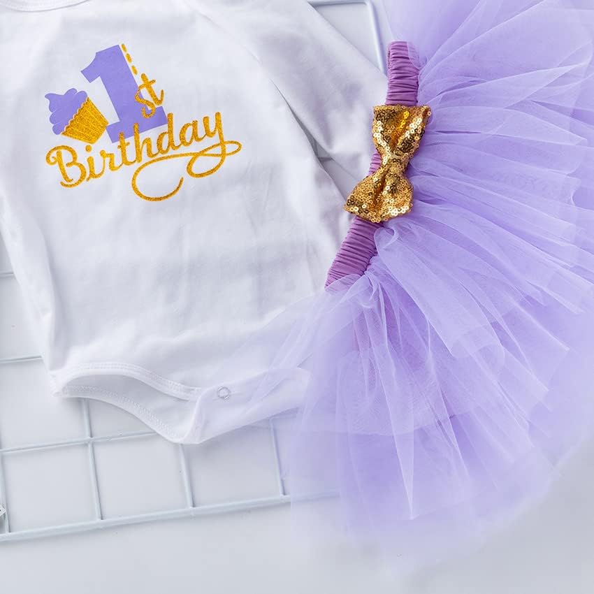 UUAISSO Baby Mädchen Mein 1. Geburtstag Outfits Kurzarm Cake Smash Rock Pailletten Tutu Prinzessin K