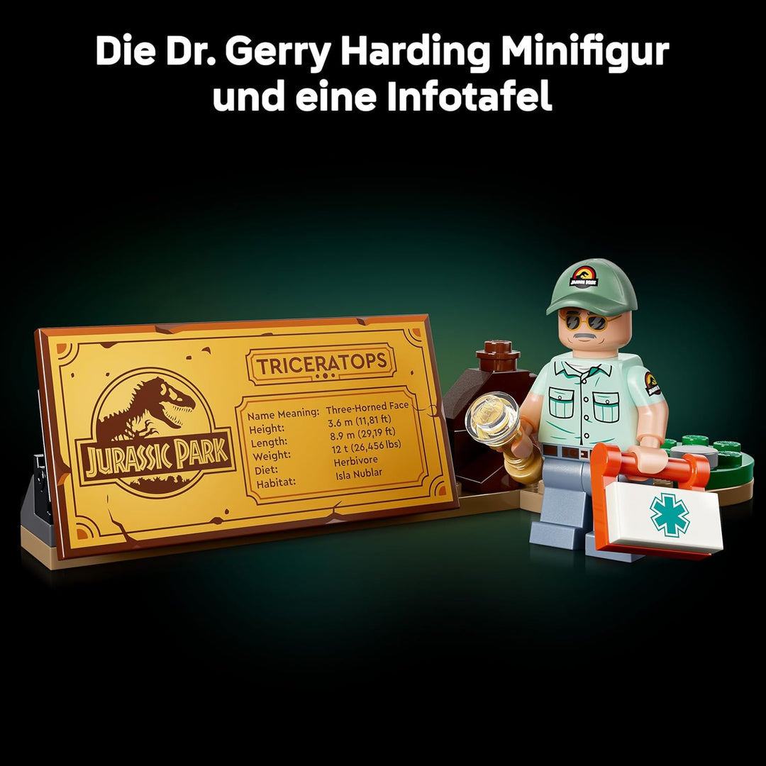 LEGO Jurassic World Dinosaurier-Fossilien: Triceratops - Modellbau für Erwachsene mit der Minifigur
