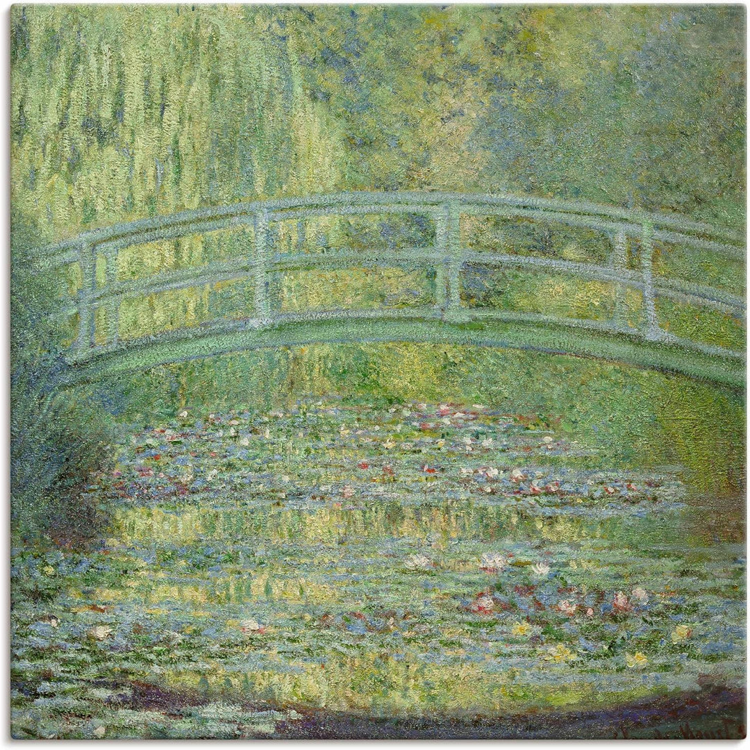 ARTland Leinwandbilder Wandbild Bild auf Leinwand 40x40 cm Wanddeko Garten Teich Pflanzen Seerosente