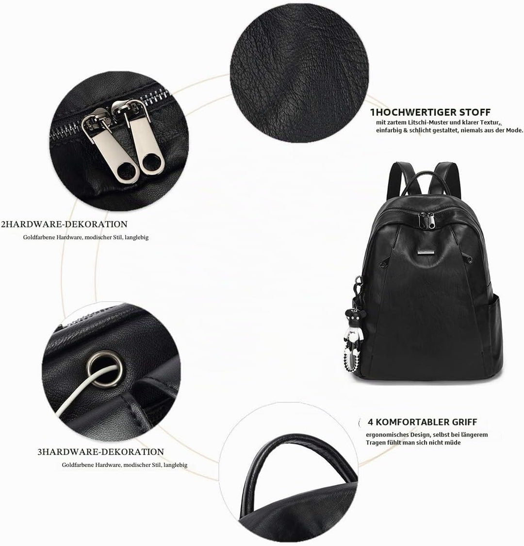 BUKESIYI Damen Tasche Rucksack Handtasche Frauen backpack Klein Anti Diebstahl Schulrucksack Laptop