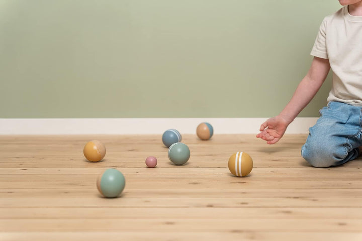 Little Dutch Holz Boule Spiel - Fördert die Entwicklung der Hand-Augen-Koordination - 6 grosse Kugel