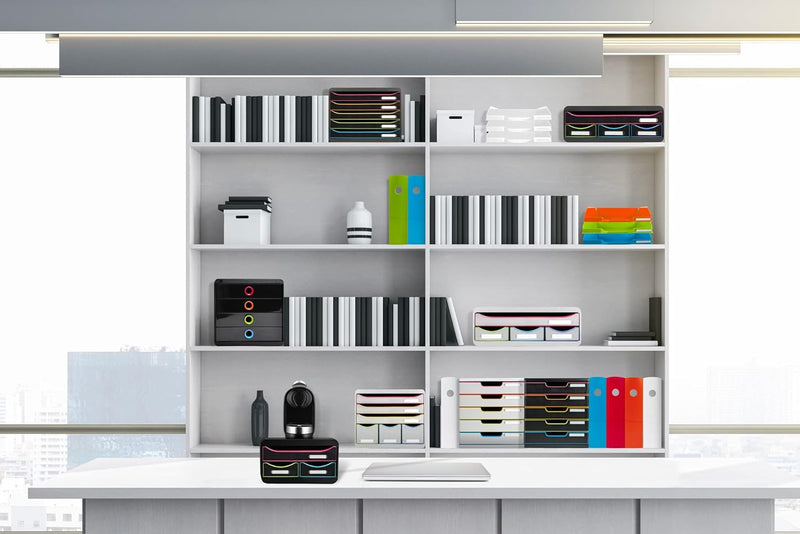 Exacompta 309914D Premium Ablagebox mit 5 Schubladen für DIN A4+ Dokumente. Stapelbare Schubladenbox