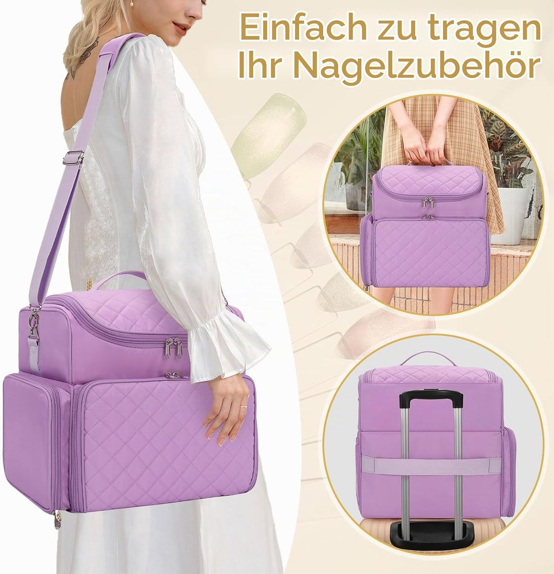 Nagelkoffer mit Extra Grosser Kapazität – Nagellack Koffer für 86 bis 100+ Flaschen &amp; Nagellampe, Do