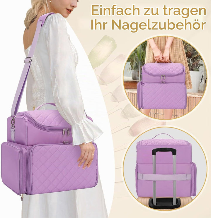 Nagelkoffer mit Extra Grosser Kapazität – Nagellack Koffer für 86 bis 100+ Flaschen &amp; Nagellampe, Do