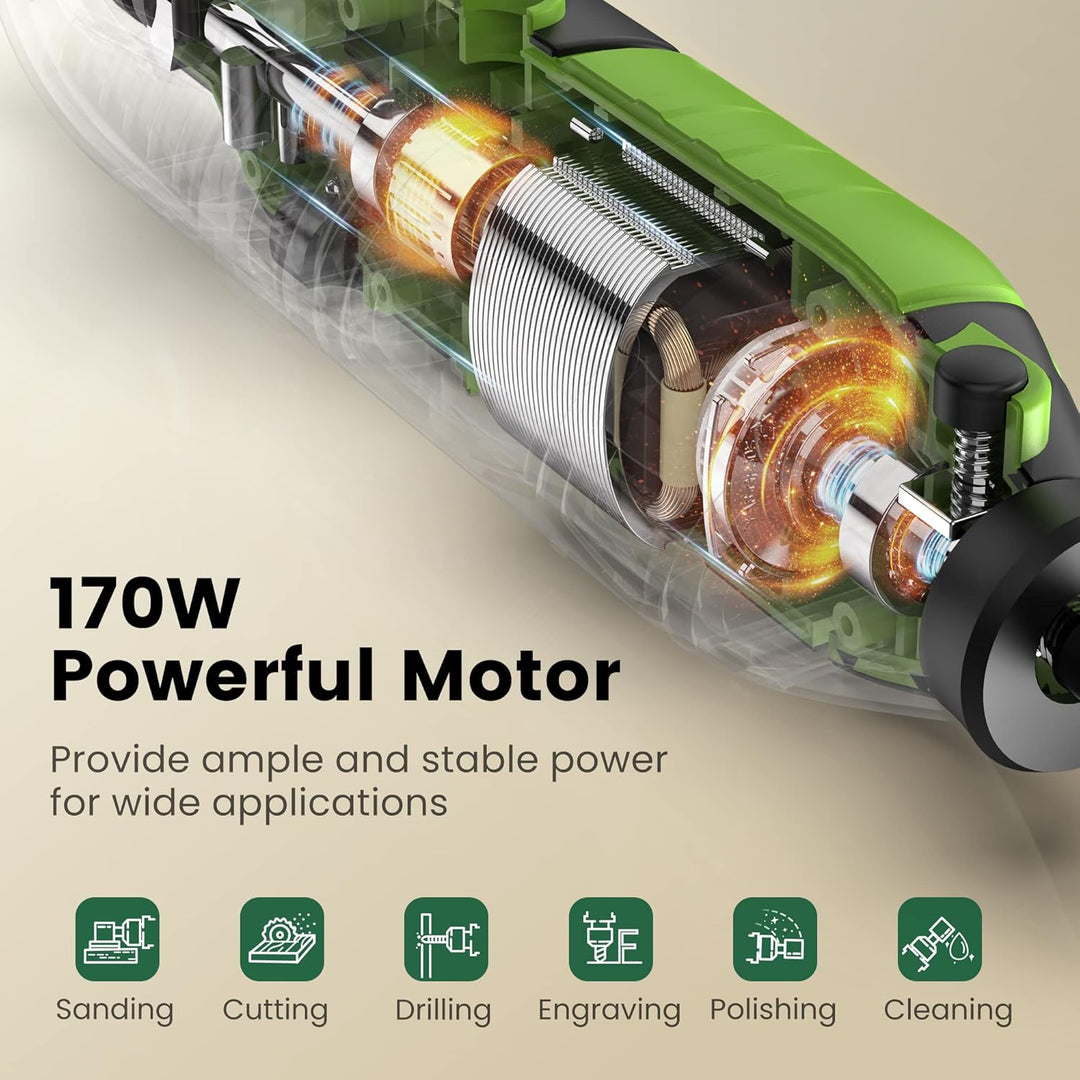 Multifunktionswerkzeug, Ginour 170 W Drehwerkzeug 8.000 bis 35.000rpm, mit 105 Zubehör und 4 Aufsätz