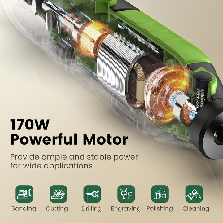 Multifunktionswerkzeug, Ginour 170 W Drehwerkzeug 8.000 bis 35.000rpm, mit 105 Zubehör und 4 Aufsätz