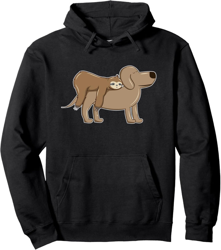 Cute & Funny Sloth Riding Dog Pullover Hoodie