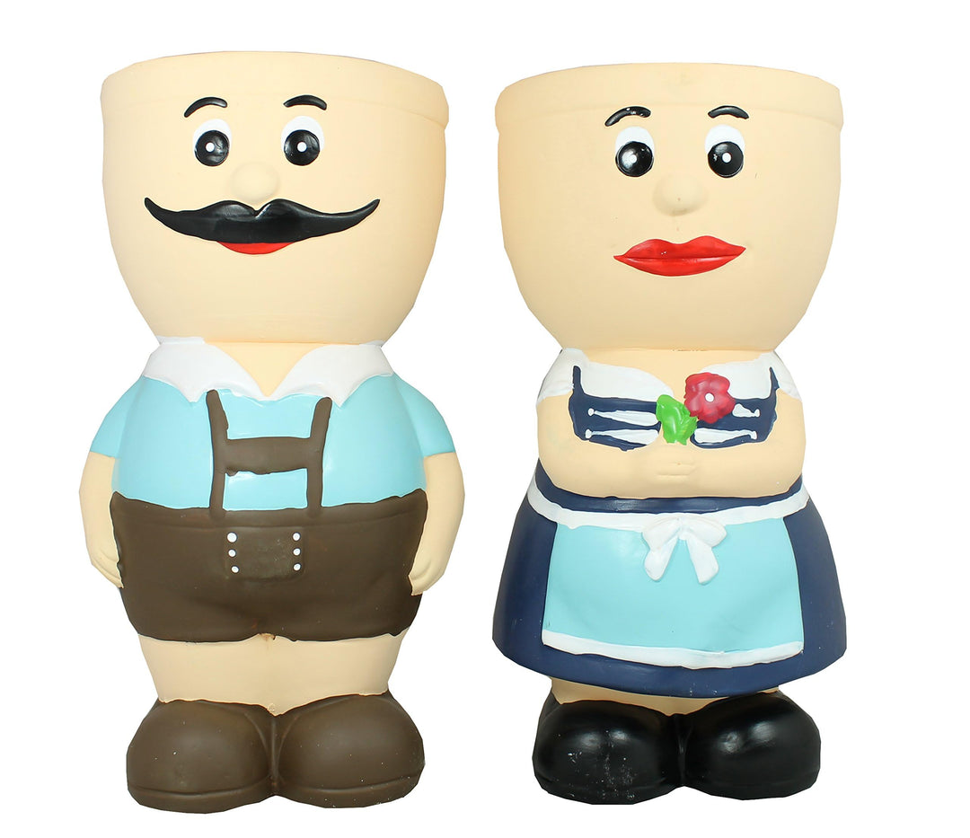 colourliving 2 Stück Blumentopf Figur Resi und Sepp aus Keramik Kräutertopf Übertopf für Blumen Pfla