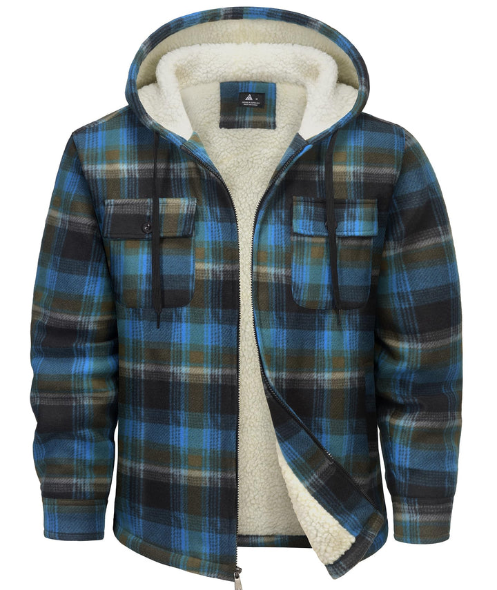 SwissWell Herren Hemdjacke Verdicken Kariertes mit Zipper Flanelljacke Plüschfutter Freizeit Gefütte