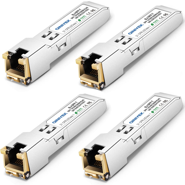 QINIYEK 1.25G SFP-T, 10/100/1000BASE-T RJ45 Kupfer SFP für Cisco GLC-T/SFP-GE-T/GLC-TA, Mikrotik SRJ