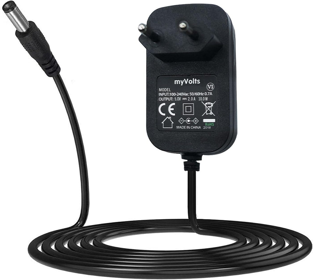 MyVolts 5V EU-Netzteil kompatibel mit Intenso 3914800 Digitaler Bilderrahmen - mit Verlängerungskabe