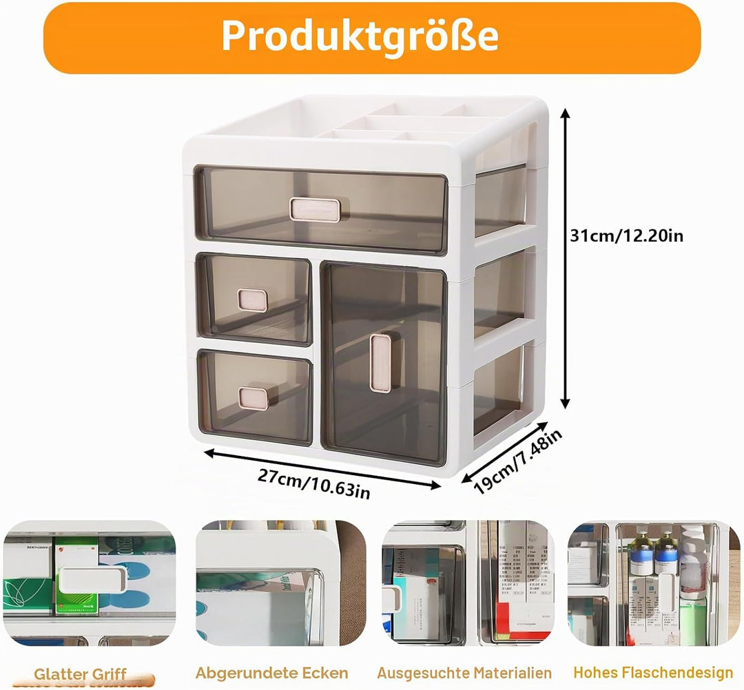 Medikamenten Aufbewahrung, 4-stöckiger Hausapotheke Schrank, Schublade Typ Medikamentenschrank-Organ