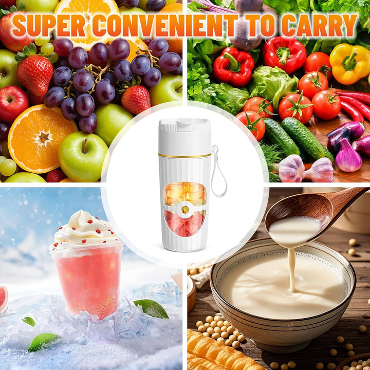 Tragbarer Mixer Smoothie Maker 400ml, Mini Standmixer mit 10 Edelstahlklingen, USB-C Wiederaufladbar