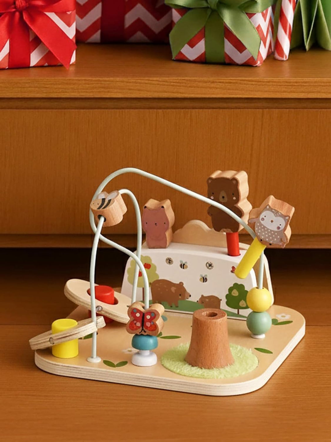Vertbaudet Baby Motorikspiel mit Waldtieren Vier Jahreszeiten Holz FSC® Natur Beige, Beige