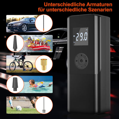 Elektrische Luftpumpe 150PSI Akku Luftpumpe mit 6000mAh Akku Tragbar Fahrradpumpe mit Digitale Anzei