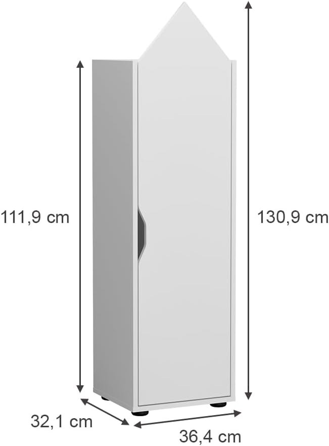 Vicco Kinderregal Estell, Weiss, 36.4 x 130.9 cm | mit offenen Ablageflächen zur Aufbewahrung von Sp