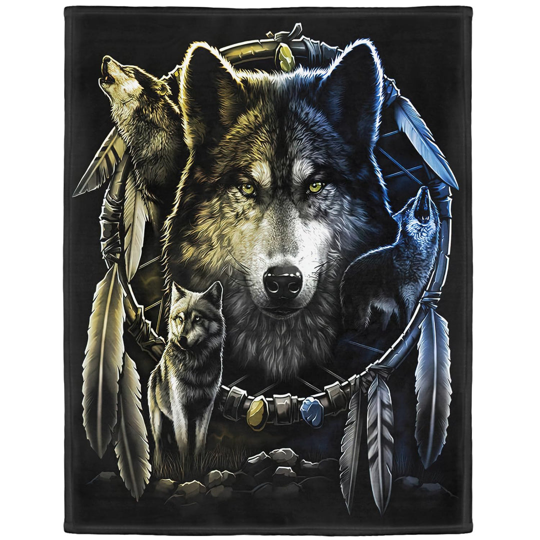 YISUMEI Decke 150x200 cm Kuscheldecken Sanft Flanell Weich Fleecedecke Bettüberwurf Wolf Mandela 150