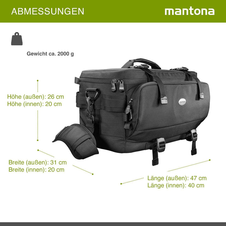 Mantona New York Fototasche (inkl. 5 Trennstegen, abnehmbarem Tragegurt und Regenschutzhülle) schwar
