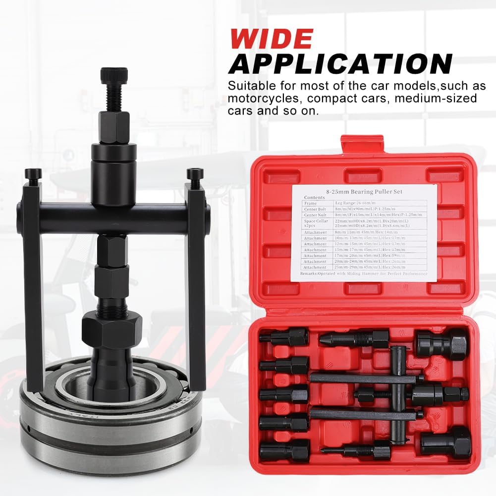 10pcs Motorrad Innenlager Abzieher Set, 8-25mm Innenlager Abzieher Set Innenabzieher Lager Radlager