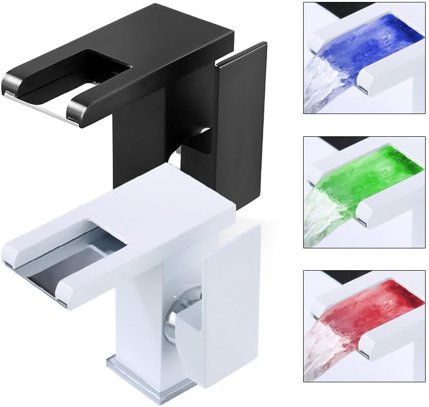 LED-Licht Waschbecken Wasserhahn 3 Farbewechsel RGB für Badezimmer Kaltes und Heisses Wasser Vorhand