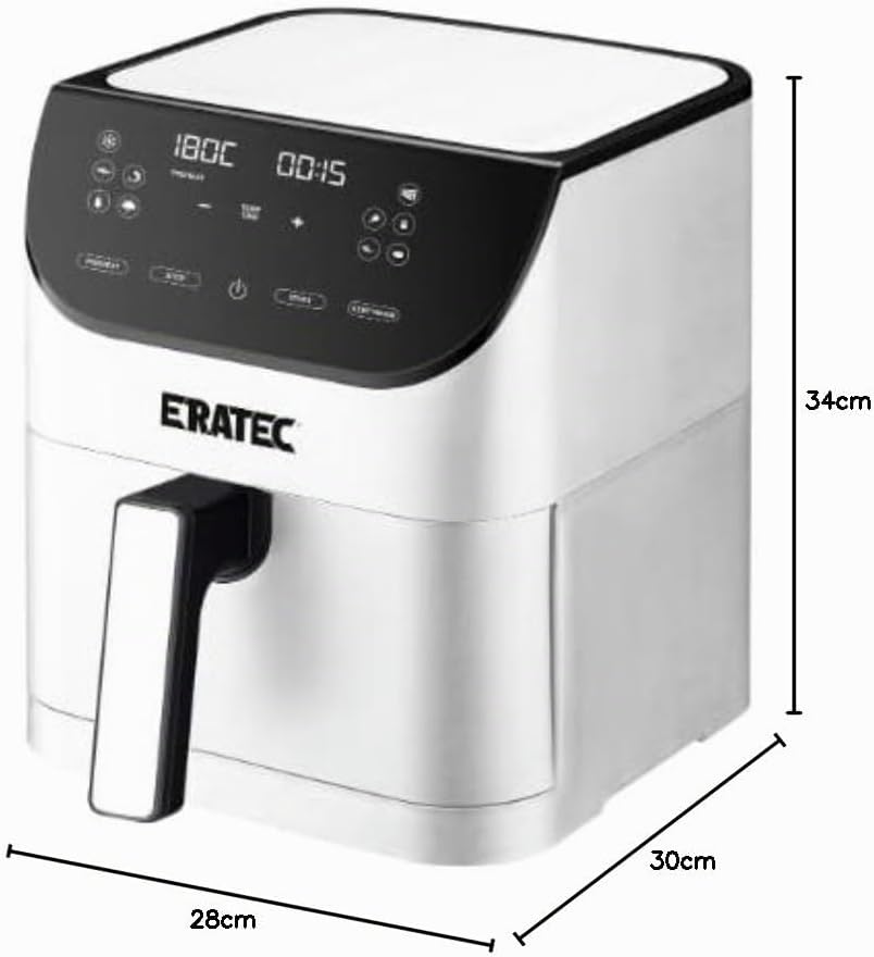 ERATEC AF-66 Heissluftfritteuse XXL 5,5L 1500W Air Fryer ohne Öl Heisluftfritöse mit LED Touchscreen