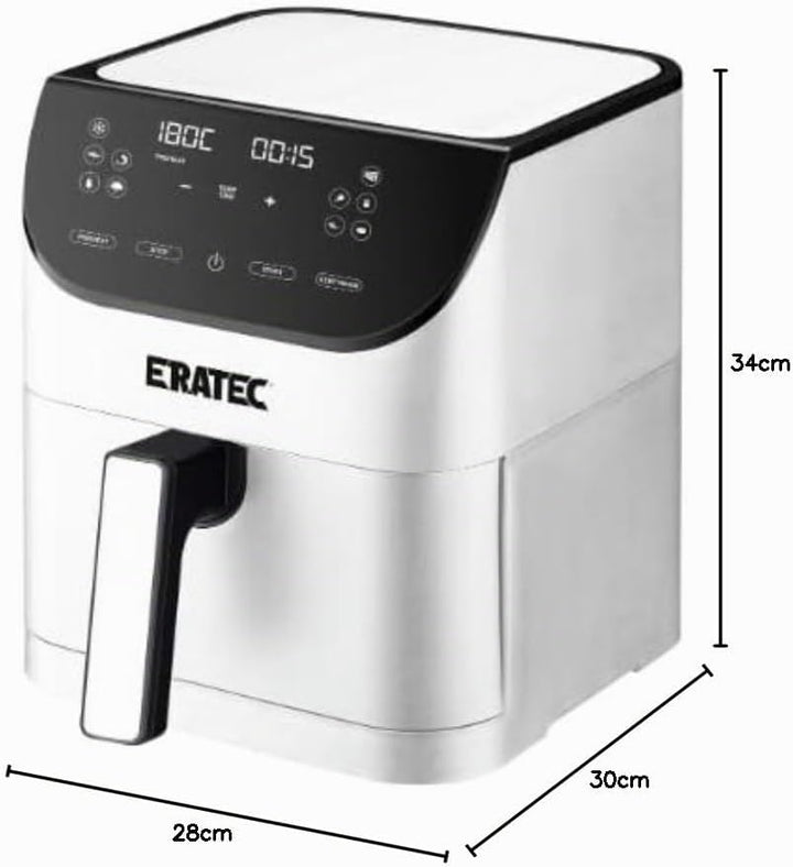 ERATEC AF-66 Heissluftfritteuse XXL 5,5L 1500W Air Fryer ohne Öl Heisluftfritöse mit LED Touchscreen