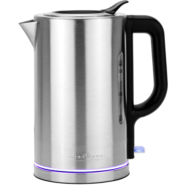 ProfiCook® Wasserkocher Edelstahl 1,7L | Ambiente-Beleuchtung | 2200W | Einhandbedienung | BPA frei