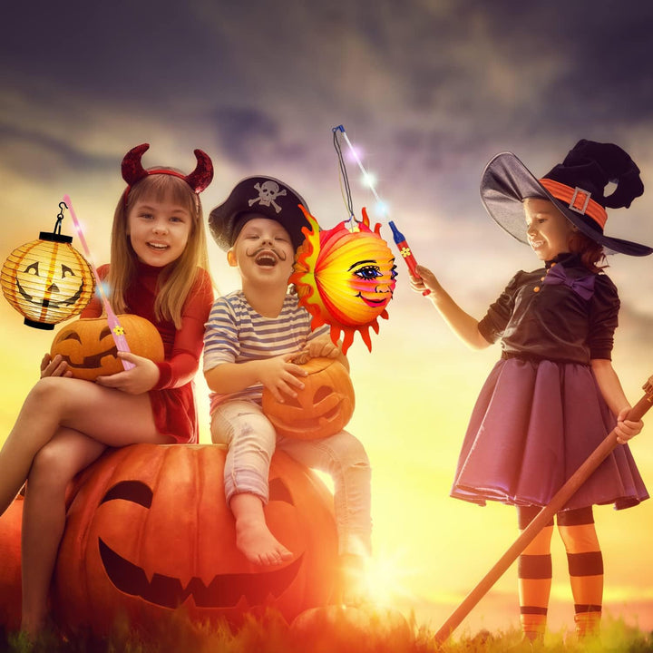 Laternenstab mit LED, LED Laternenstab Elektrisch für St Martin Halloween 4er Kinderlampenstäbe 50CM