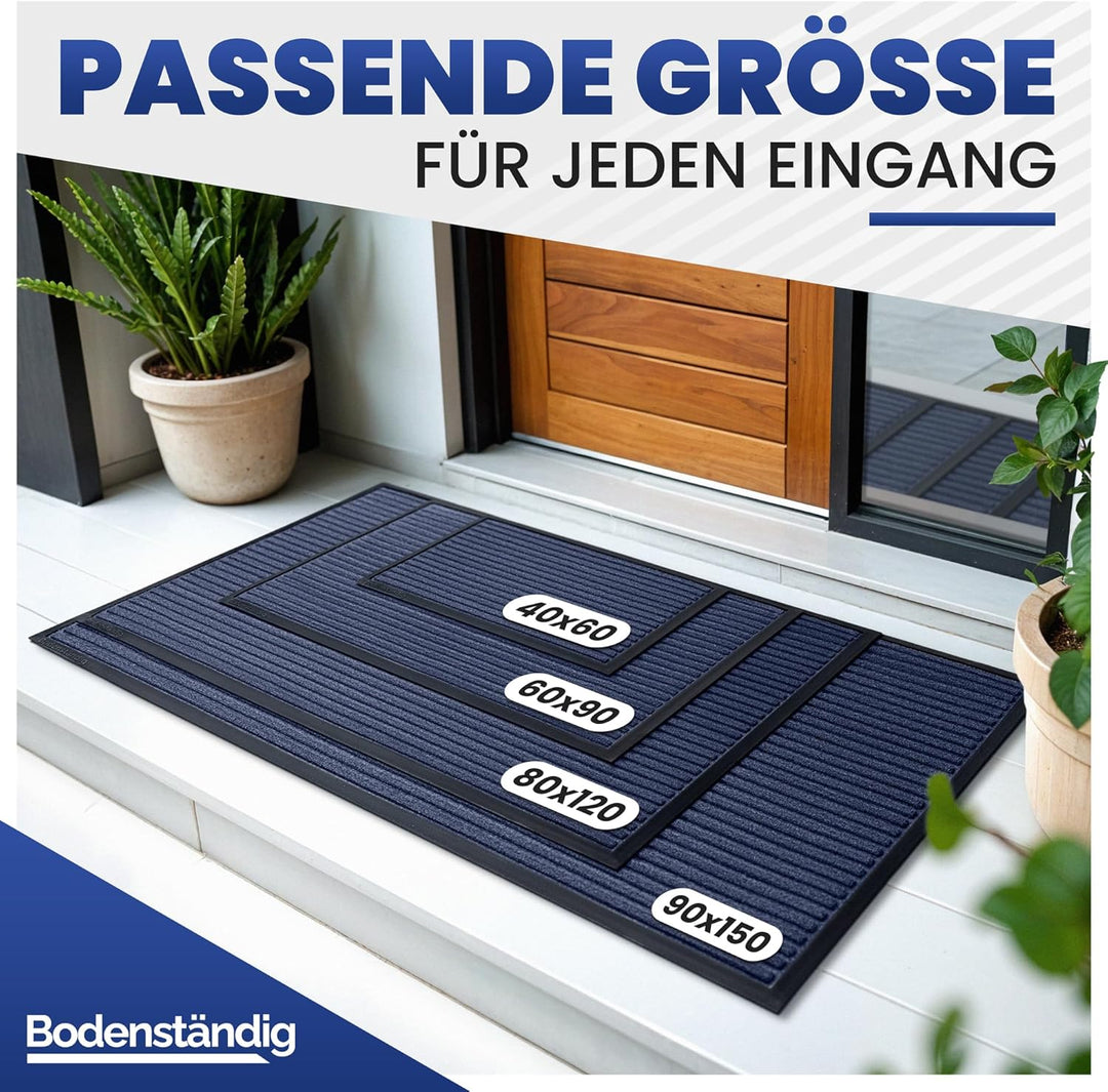 Fussmatte aussen - extrem rutschfest & langlebig - Fussabtreter aussenbereich grau blau 40x60 cm - T