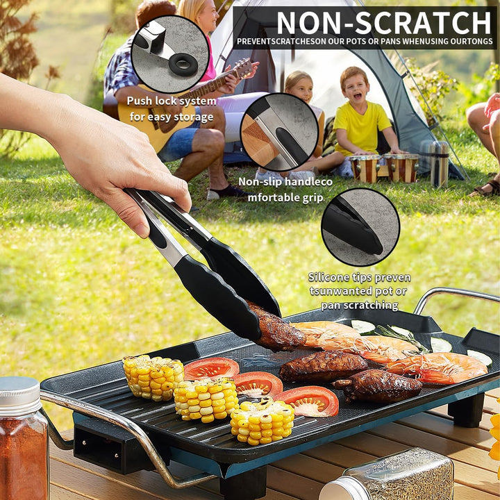 Evanda Camping Kochgeräte Set 10 Stück, Edelstahl Outdoor Kochen und Grillen Utensil Organizer Trave