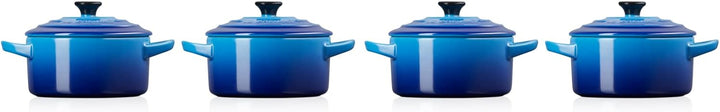 Le Creuset 4er-Set Mini Cocottes aus Steinzeug, je 200 ml, 10 x 5 cm, Azure, 79212102200100, Azure