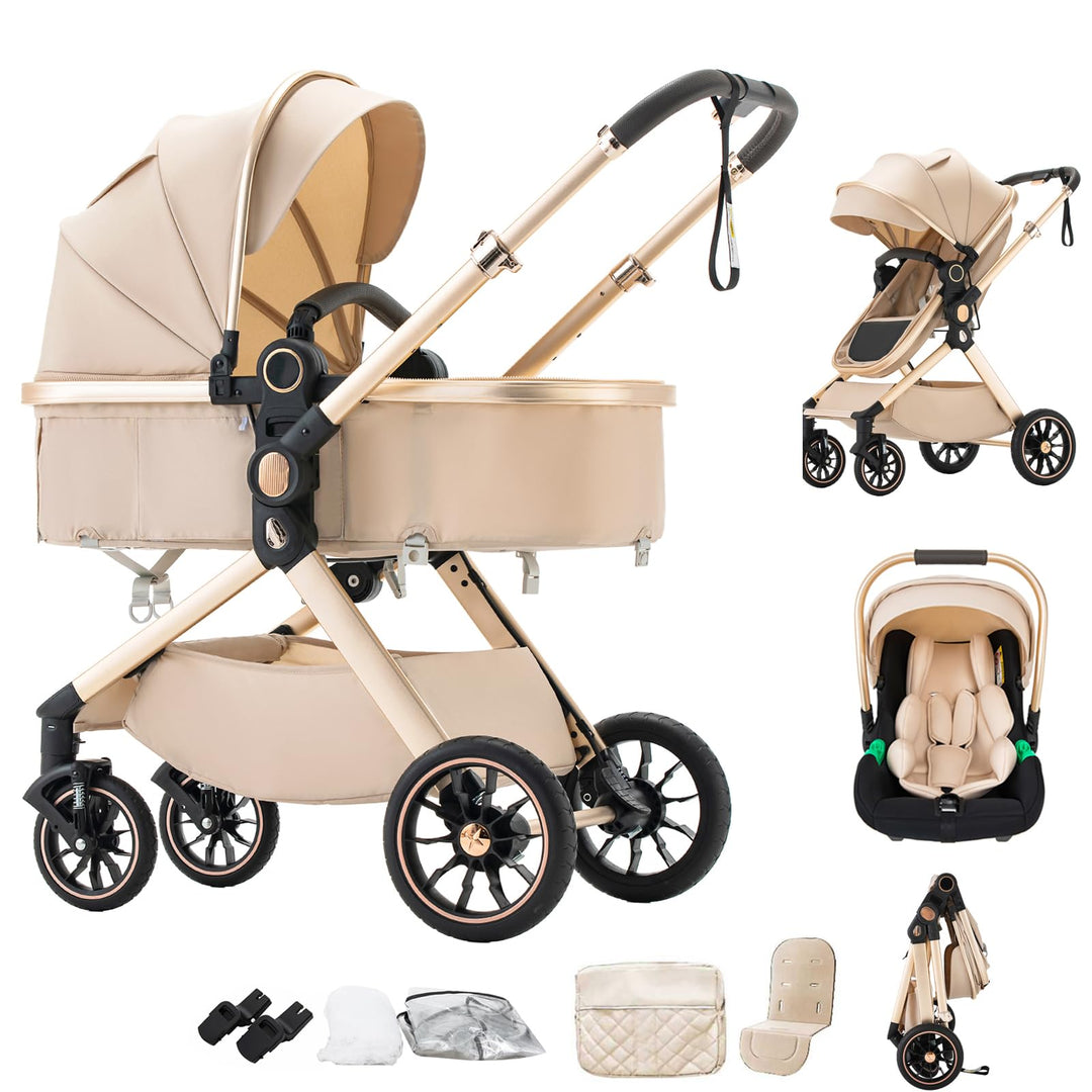 BEBBY Kinderwagen, Standard-Kinderwagen, Kinderwagen 3 in 1,Kinderwagen mit Faltbarem Tragbarem für