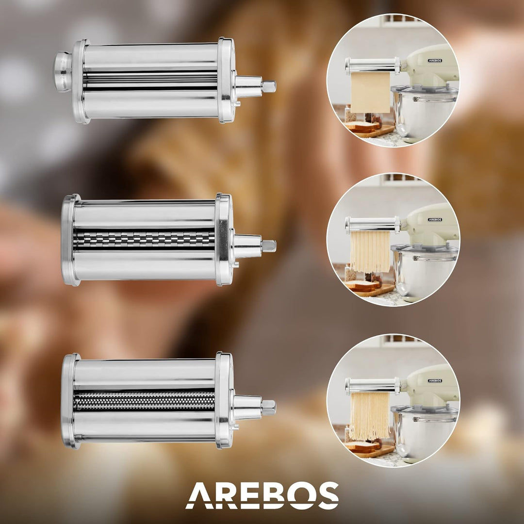 Arebos Zubehör für Küchenmaschinen, elektrische Nudelmaschine mit Spaghetti-Aufsatz aus Edelstahl