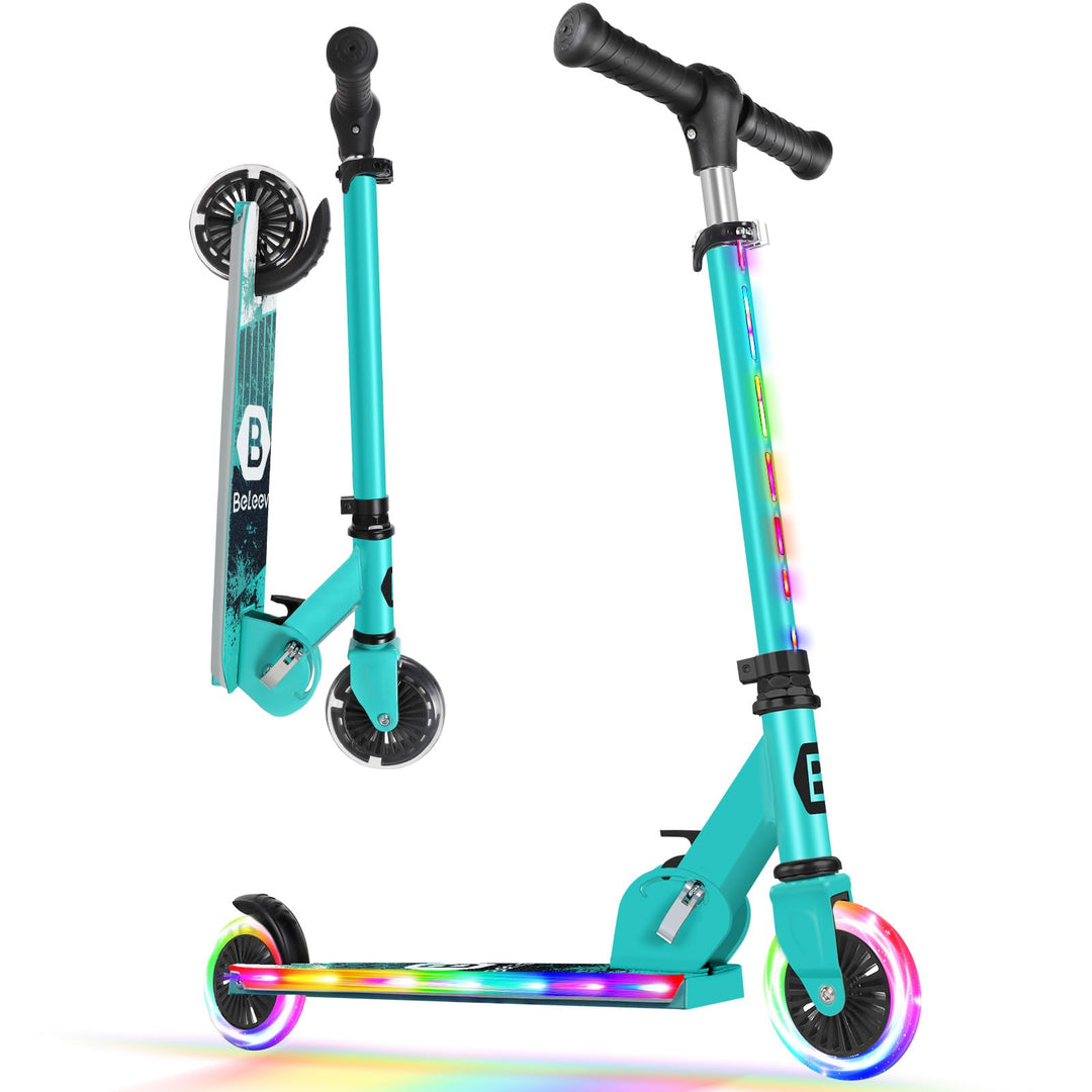 BELEEV V2 Roller Kinder Scooter 6 Jahre, Upgrade mit LED leuchtenden Rädern, Lenksäule und Deck, Höh