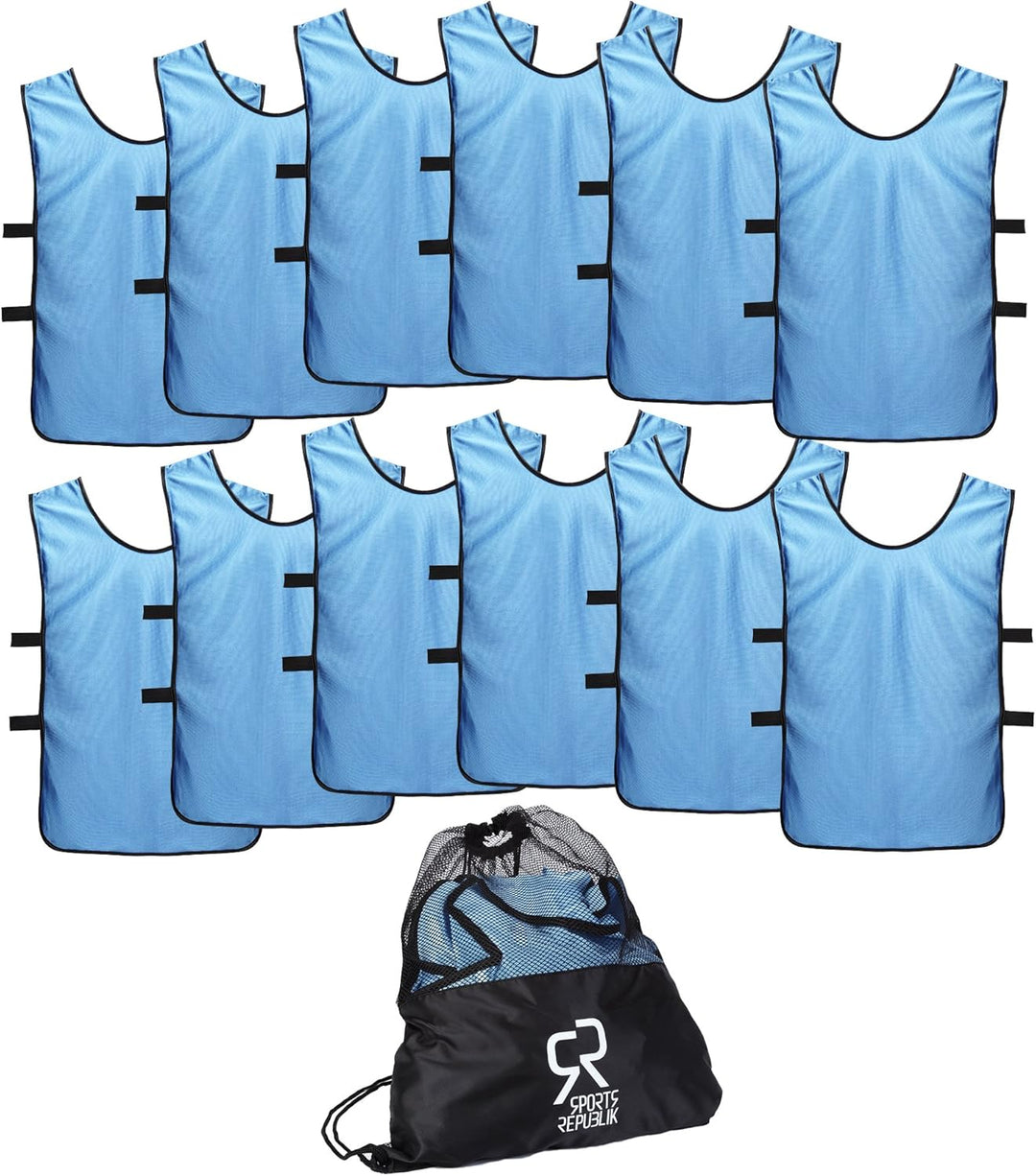 Sport Trikot Leibchen (12er Pack) - Fussball Trainingsleibchen M Licht Blau, M Licht Blau