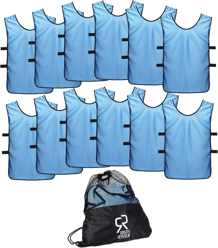 Sport Trikot Leibchen (12er Pack) - Fussball Trainingsleibchen M Licht Blau, M Licht Blau