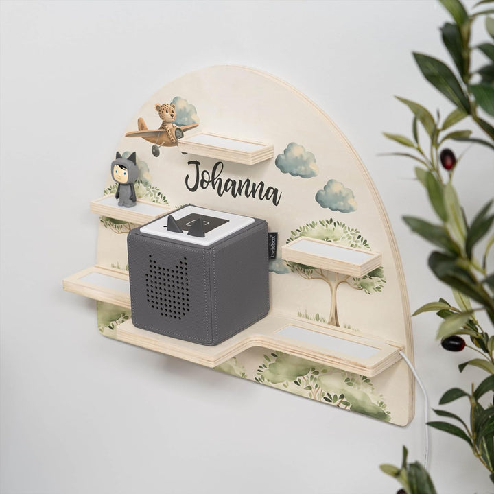 Geschenkfreude Personalisiertes Toniebox Regal für Kinderzimmer - Kinder Wandregal für Tonie Hörfigu