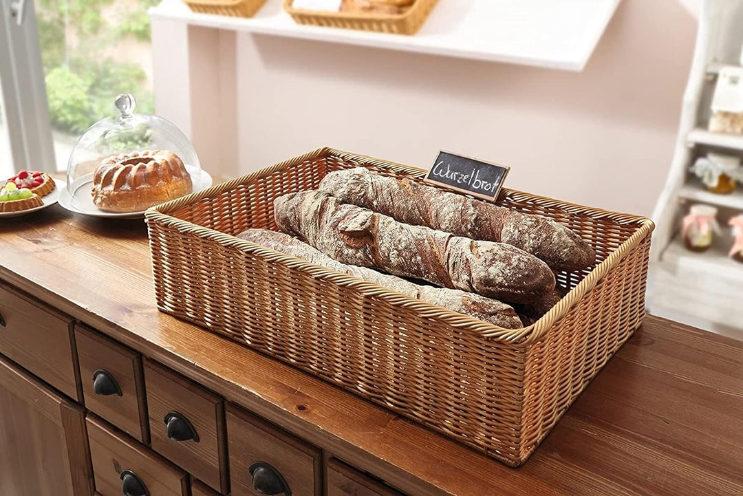 Auslagekorb aus Poly-Rattan, 60x40 cm, Regalkorb, Brotkorb, Servierkorb, Aufbewahrungskorb