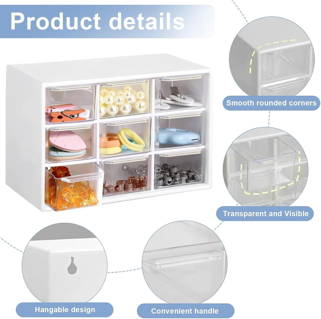 2 Stück Bastelbox Aufbewahrung mit 9 Mini Schubladen Organizer Desktop Aufbewahrungsbox Bastel Organ
