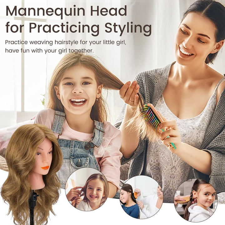 Frisierkopf Echthaar, TopDirect 18 Zoll 45 cm Übungskopf 100% Echthaar Cosmetology Mannequin Puppenk