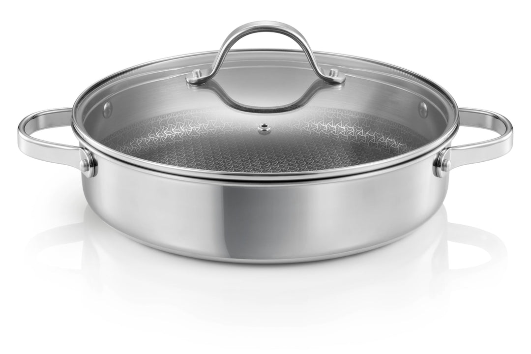 Tescoma Tiefe Bratpfanne SteelCRAFT mit Deckel ø 28 cm, 2 Griffe